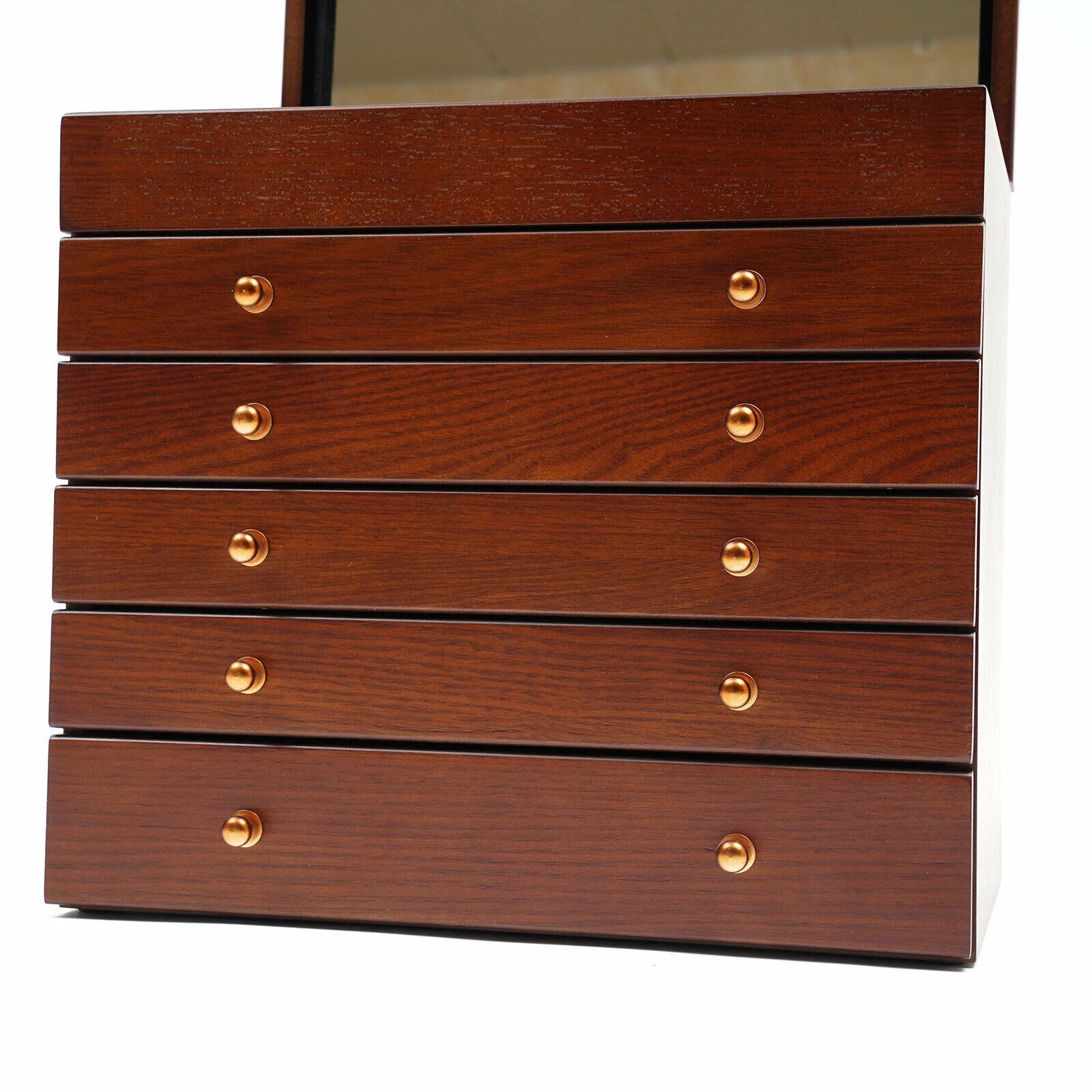 6-layer Wooden Jewelry Box Storage Box with Lock Mirror Brown Storage Box | eBay