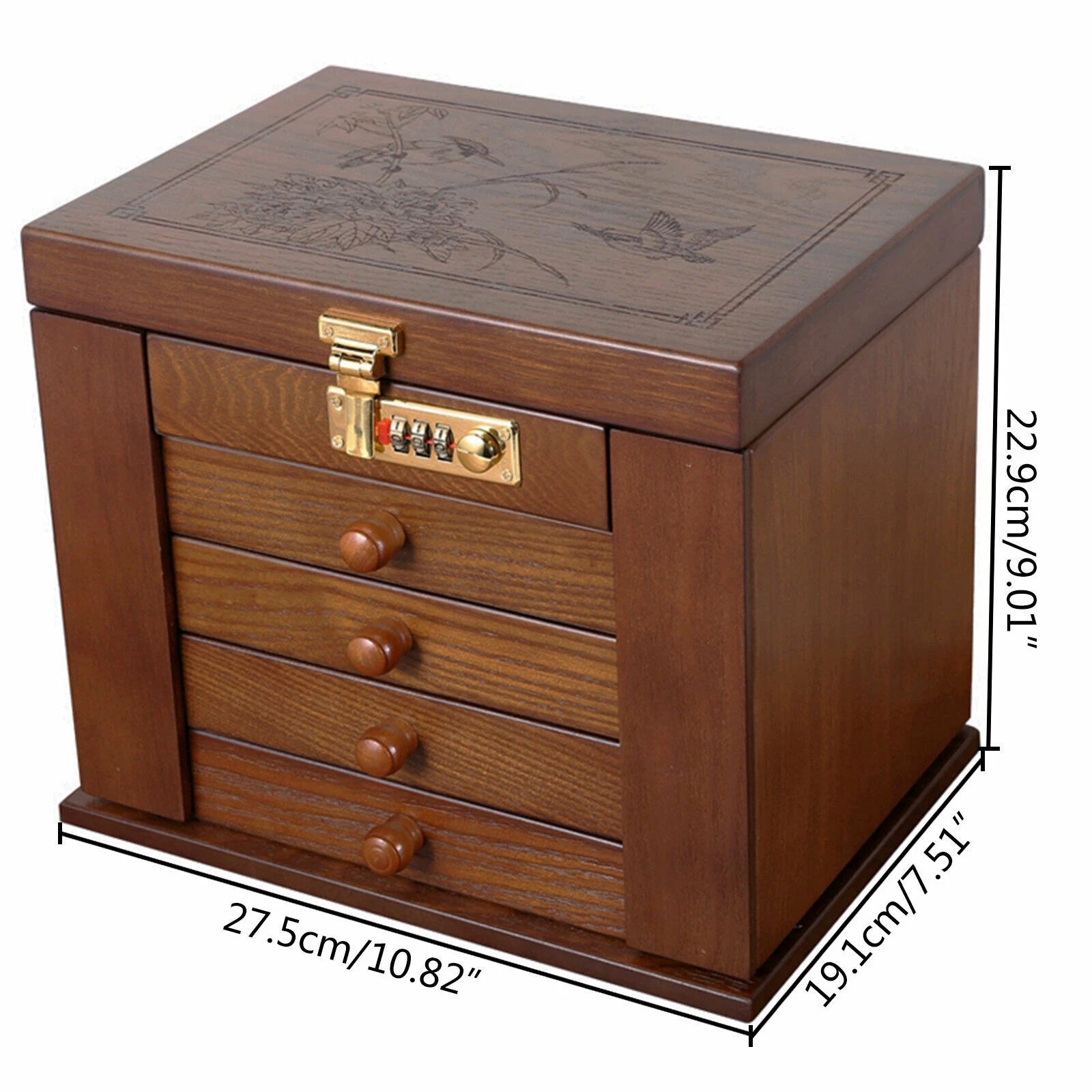 Elegant 5-Layer Wooden Jewelry Box with Velvet Lining and Secure Lock | eBay