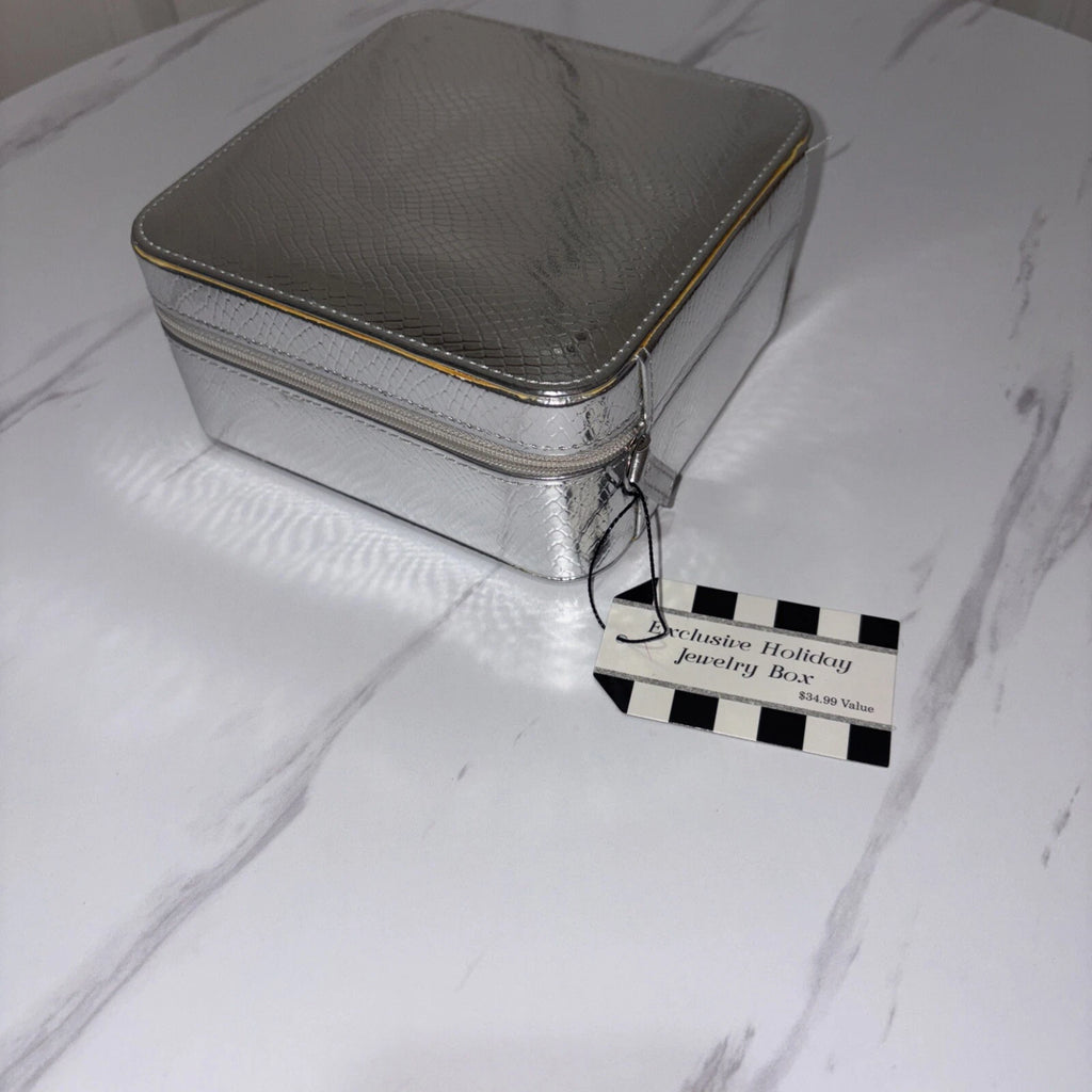 Silver Zippered Travel Jewelry box with Mirror Inside | eBay