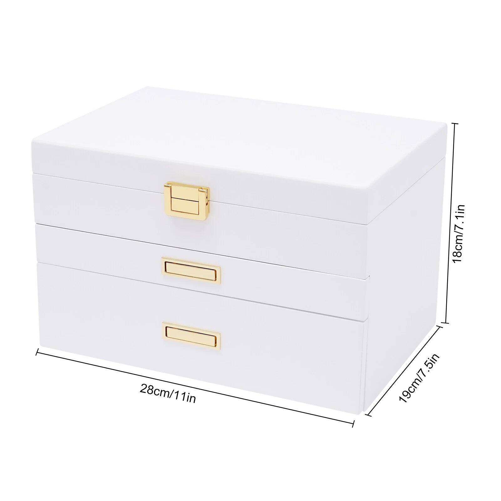 11*7.5*7.1in 3-Layer White Jewelry Organizer Box For Storage Earrings Necklace | eBay